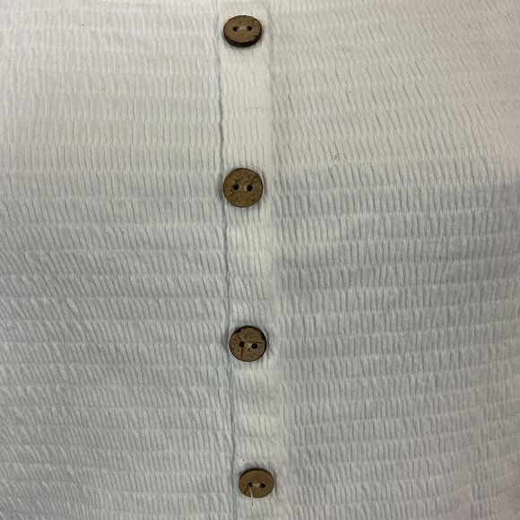 RIPCURL Ladies Venice Off-the-Shoulder White Smocked Texture Crop Top Small - Picture 3 of 10